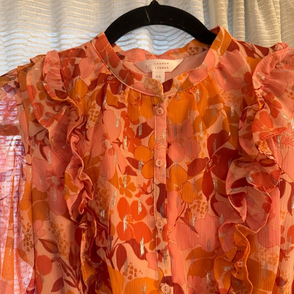 LC Lauren Conrad Floral Ruffle Button Front Mini Dress - Picture 8 of 15